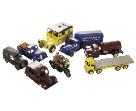 British Diecast Manufacturers, including Gaiety Racing Car (8cm), Morestone A.A Land Rover (Large), Long Distance Refrigerati