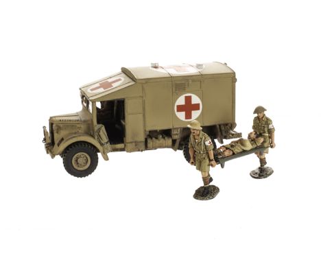 King & Country British 8th Army Austin K2 Ambulance and stretcher team, EA27 and EA28, VG, (4) 