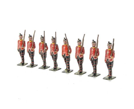 Britains unboxed set 213 Highland Light Infantry, non-matching, generally F, playworn but without damage,  (8), 