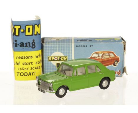A Tri-ang Spot-On No.262 Morris 1100, bright green body, white interior, in original box with club leaflet, VG-E, box F 
