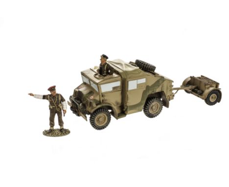 King & Country British 8th Army EA05 Quad Tractor and Limber with crewman and MP on traffic duty,  VG, (4),  