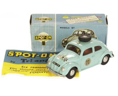 A Tri-ang Spot-On No.195 Volkswagen Rally Car, turquoise body, red interior, driver, RN11, in original box with club leaflet,