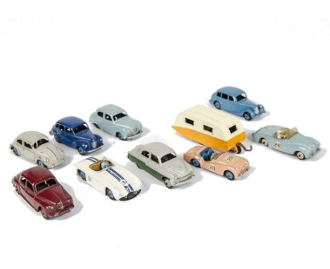 Dinky Toy Cars, including 161 Austin Somerset, light blue body, mid-blue hubs, 107 Sunbeam Alpine, light blue body, RN26, Aus