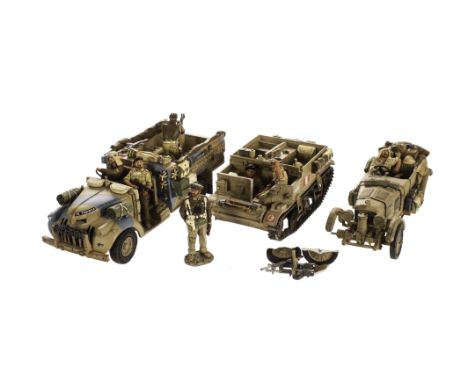 King & Country British 8th Army, EA24 LRDG Chevrolet truck, G, with EA40 'Paddy' Mayne, G, and 2 damaged vehicles EA41 and 42