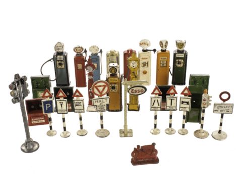 Street Furniture Including Petrol Pumps, Barrett & Sons BP Super, Dominion, National Benzole, Dunlop Air & Water Pump, Britai