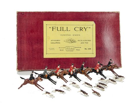 Britains unstrung set 235 Full Cry from the Hunting series, in original box, G-VG, box G, box missing insert. lid has 2 split