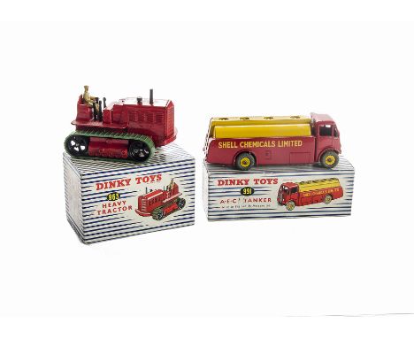 A Dinky Toys 991 A.E.C Tanker "Shell", 963 Blaw Knox Heavy Tractor, in original boxes, E, boxes VG (2) 
