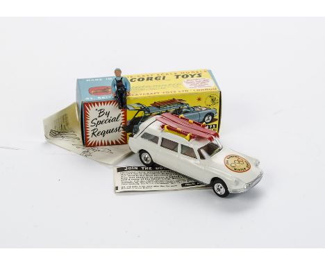 A Corgi Toys 475 Citroen Safari Olympic Winter Sports, white Citroen, roof rack, skier, skis, in original box with instructio