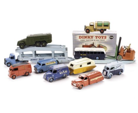 Dinky Toys Commercial Vehicles, 453 Trojan 'Oxo' Van, 465 Morris 'Capstan' Van, 260 Morris Royal Mail Van, 283 BOAC Coach, 30