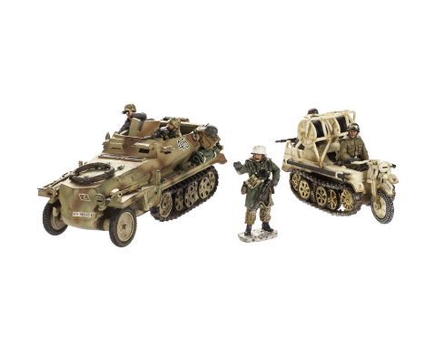 King & Country German Forces WSS121 Sdk Kfz 250 light armoured half track and crew (2),  with WSS81 Kettenrad and standing fi