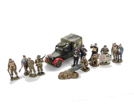 King & Country Home Front pieces,  Austin Light Utility Truck with various Bomb Disposal pieces, FOB70 and 71, 72, 73, 74, 75