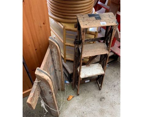 Small pine step ladder &amp; a pine sledge