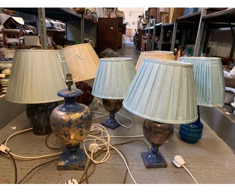 7 ceramic desk lamps including 1 Italian art pottery &amp; a radio