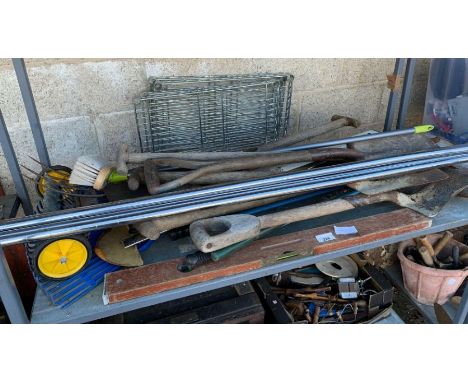 Metal racking &amp; a quantity of garden tools