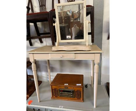 Painted pine dressing table along with a painted dressing table mirror