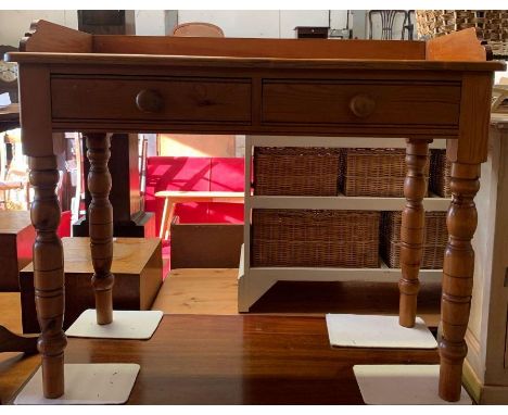 Pine console table/desk with 2 drawers