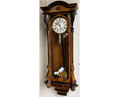 Walnut veneer cased German wall clock 