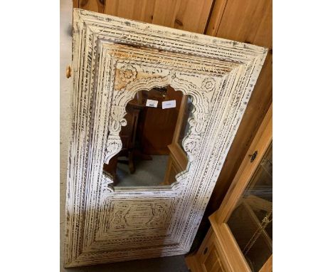 Large decorative wooden framed wall mirror
