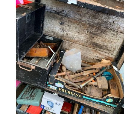 Quantity of tools &amp; wooden tool boxes