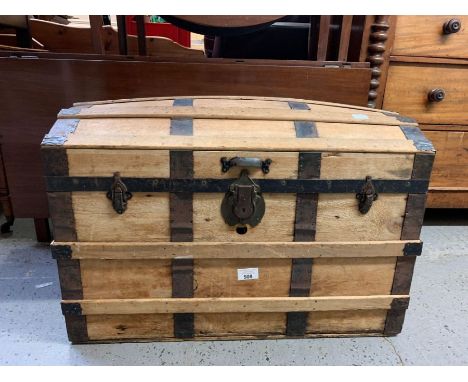Domed metal bound pine trunk