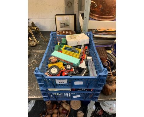 2 crates of toy cars, Corgi, Matchbox, Britains etc