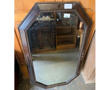 Large octagonal oak framed wall mirror