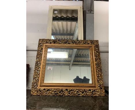 Gilt framed wall mirror and white painted wall mirror