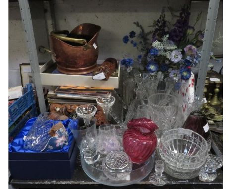 Oak case barometer, vinyls, coal scuttle &amp; other collectables