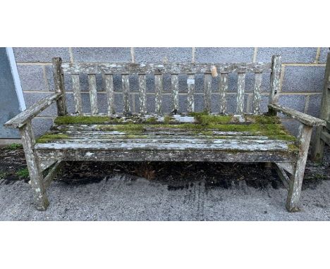 Weathered teak garden bench