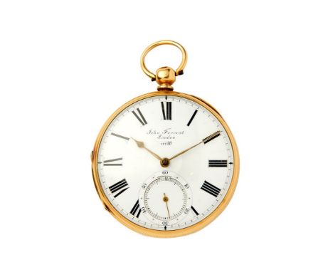 John Forrest, London, an 18 carat gold open face pocket watch, no. 17726, hallmarked London 1867, lever fusee movement, three