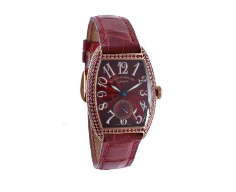 Franck Muller, Casablanca, ref. 7502 S6 R, a lady's 18 carat gold and ruby wrist watch, no. 01, manual wind movement, cal. 75