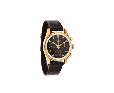 Heuer, Carrera, ref. 2448, a gold plated wrist watch, no. 120045, circa 1965, manual wind chronograph, 17 jewels, cal. Valjou