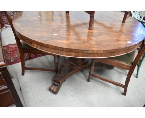 A William IV Rosewood centre table having circular top, faceted column and typical triform base, diameter 129cm
sections of c