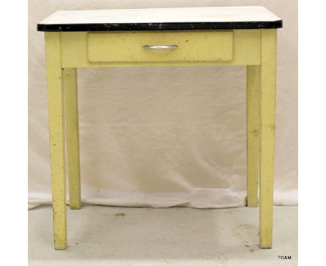 An Enamel top kitchen side table