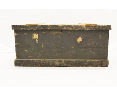 A large wooden zinc lined trunk marked Indian Police named to J L  Stronarch 58 x 112 x 64cm
