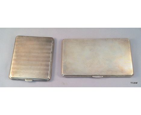 2 silver engine turned cigarette cases no monograms