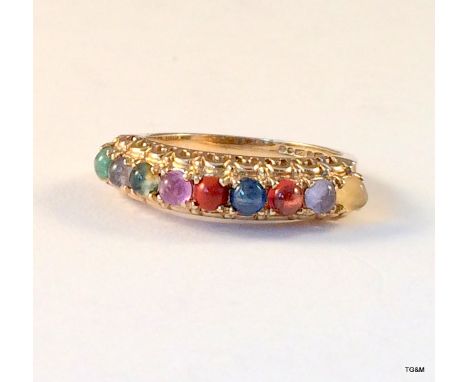 A 9ct gold multi stone ring size k