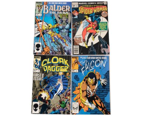 4 1st Edition Marvel Comics, Spider-Woman Vol 1 #1 (1978), Cloak &amp; Dagger Vol 2 #1 (1985), The Falcon Vol 1 #1 (1983), Ba