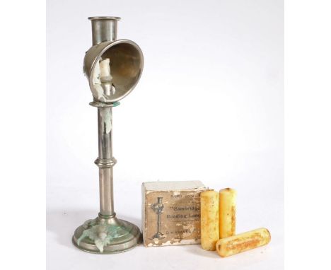 A students reading lamp, together with a box of hard Candles for the "Cambridge" reading lamp, D.H. Evans, the lamp 39cm high