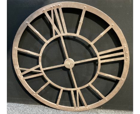 Interior Design - a large metal wall clock, 121cm diameter, a/f 