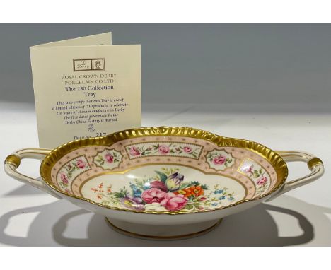 A Royal Crown Derby two handled commemorative dish, The 250 Collection, limited edition 217/750, 22.5cm wide, boxed 