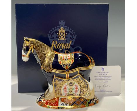 A Royal Crown Derby paperweight, Shire Horse, specially commissioned by Sinclairs, limited edition 838/1,500, gold stopper, p