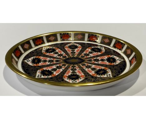 A Royal Crown Derby Imari 1128 pattern miniature oval cabaret tray, 20cm wide, first quality, printed mark 