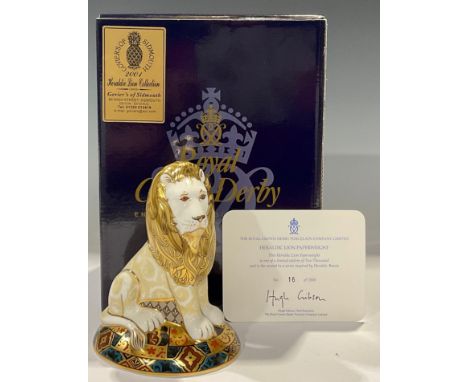 A Royal Crown Derby paperweight, The Heraldic Lion, second in a series inspired by Heraldic Beasts, hand signed and dated in 