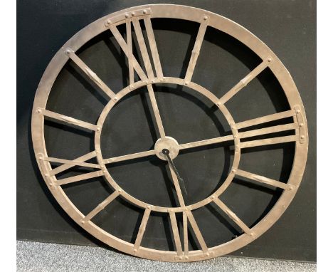 Interior Design - a large metal wall clock, 121cm diameter, a/f 