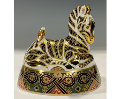 A Royal Crown Derby paperweight,  Zebra, an Excusive Signature Edition for Harrods of Knightsbridge, printed John Ablitt sign