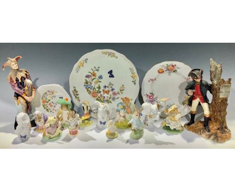 A Royal Doulton figure, The Joker, modelled by Charles Noakes, HN 2016; Beatrix Potter models, Benjamin Bunny, Jemima Puddled