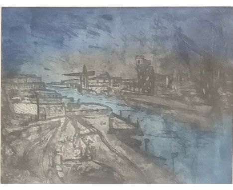 Pam Smedley, Quarry I, etching, signed in pencil, artist's proof, 24cm x 30cm; Gillian Irving, We Build Ships, print, artist'