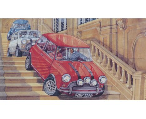 The Italian Job - Alistair Loxton limited edition, hand signed and numbered print of the "getaway" scene from the legendary f