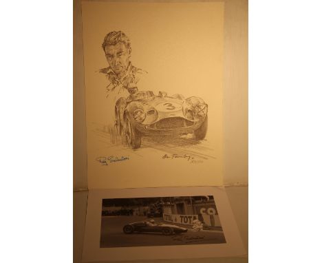 ROY SALVADORI – an Alan Fearnley print of Salvadori in the works DB3S 133/250 and a photo-print of Salvadori in a Cooper at M